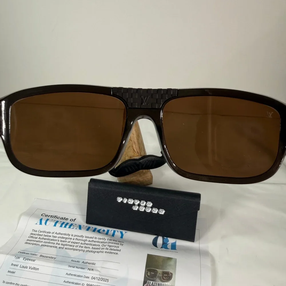 Louis Vuitton Z0341E Damier Brown Rectangular Sunglasses Made in Italy Authentic